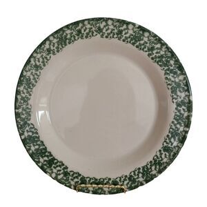 Workshops of Gerald E. Henn Pottery Green Roseville Spongeware Holiday Plate VTG